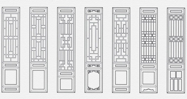 卫滨常用中式仿古花窗图案隔断设计图